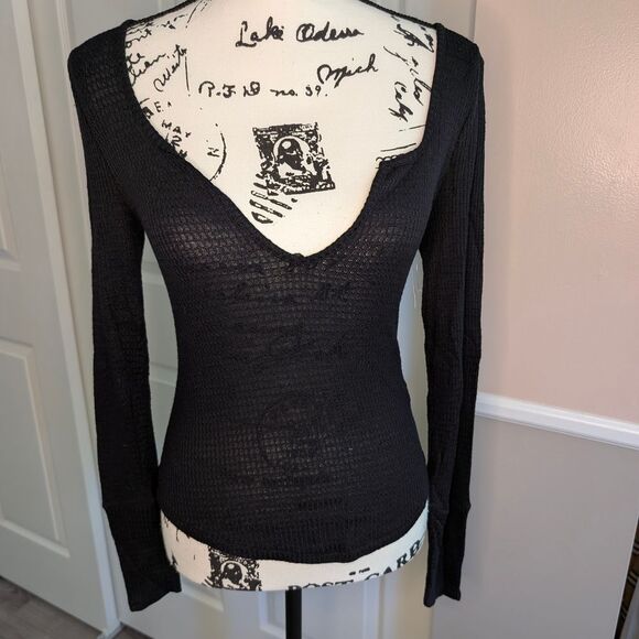 Free People Black Textured Knit Top - Picture 1 of 5